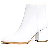 IDIFU Women Dress Ankle Boot with Low Chunky Heel Pointed Toe Side Zipper Bootie Shoe for Women Office Business Date Wedding