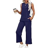 XIEERDUO Women's 2 Piece Outfits Summer Travel Tracksuit Loose Wide Leg Loungewear Comfy Lounge Sets S-3XL
