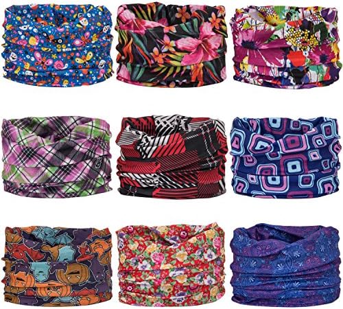 Wide Headbands Headwear Head Wrap Sport Sweatband for Men and Women,Workout,Yoga,12-in-1 12PCS/9PCS/6PCS Multifunction Magic Scarf