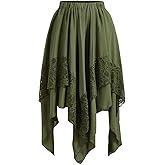 Verdusa Women's Renaissance Pirate Skirt 2026 Y2k Contrast Lace Asymmetrical Midi Skirts Whimsical Clothes