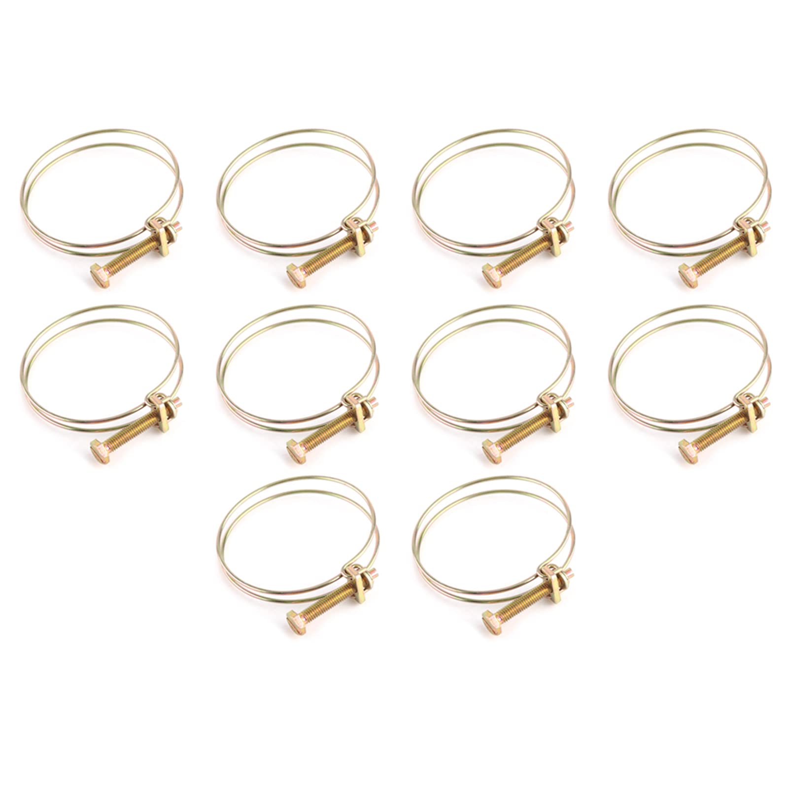 10 x 32mm Double Wire Garden Hose Clips Adjustable Hose Clips