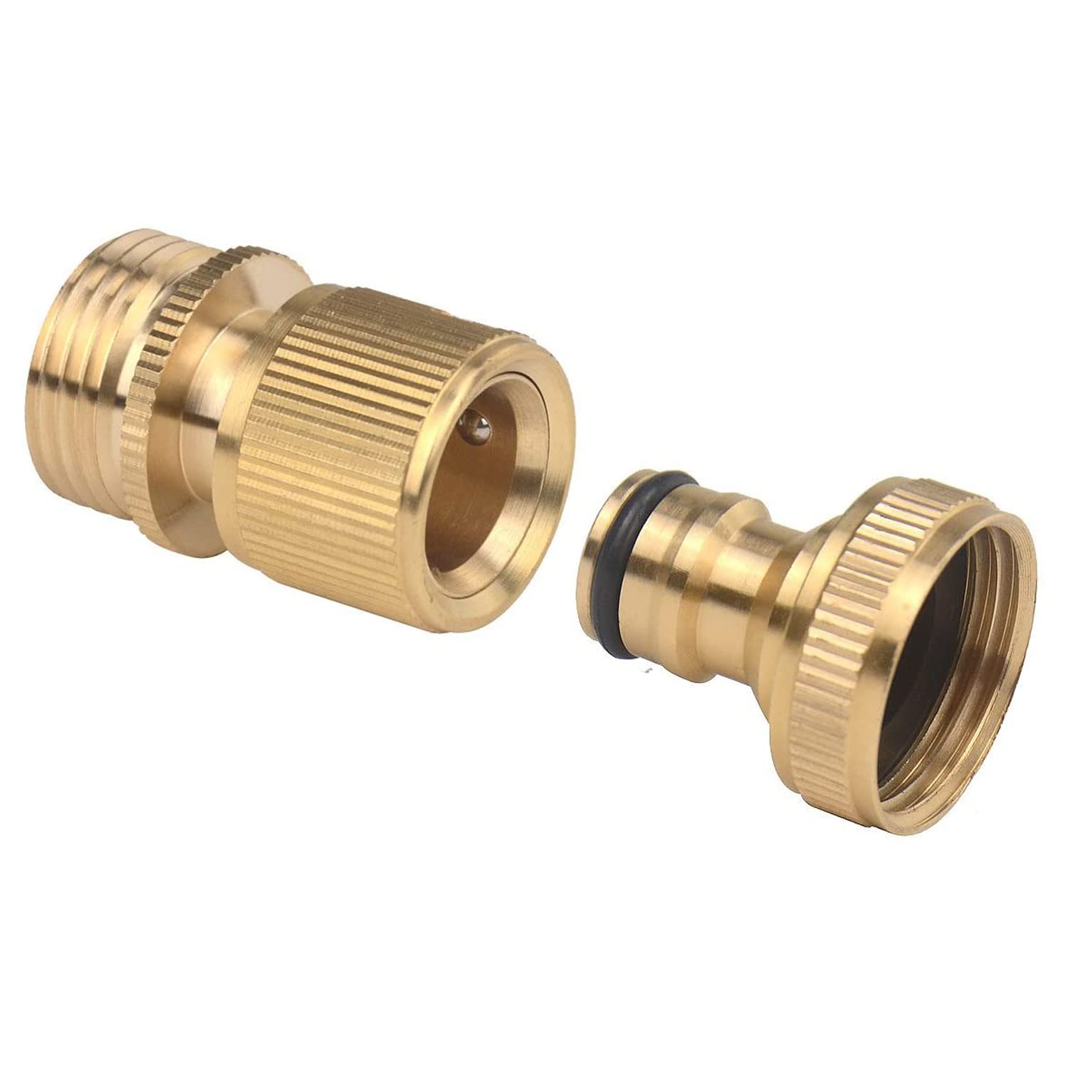 Garden Hose Connector, 3/4 "Internal Thread Faucet Connector, and 3/4" External Thread Brass Connector, Garden Hose Connection Kit - External Thread and Internal Thread (1 Pair)