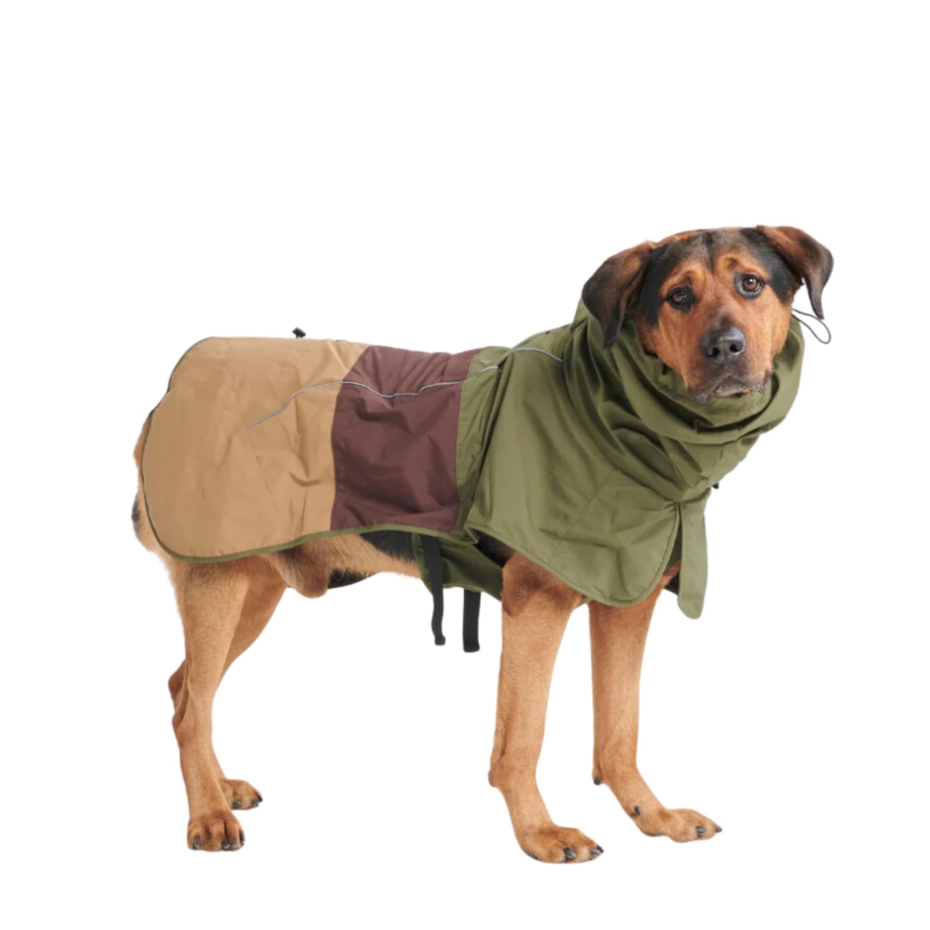 Spark Paws Dog Raincoat, Waterproof Coat Rain Jacket for Small Medium Large Dogs, Reflective Breathable Full-Body Coverage - Green Brown Tan, 4XL