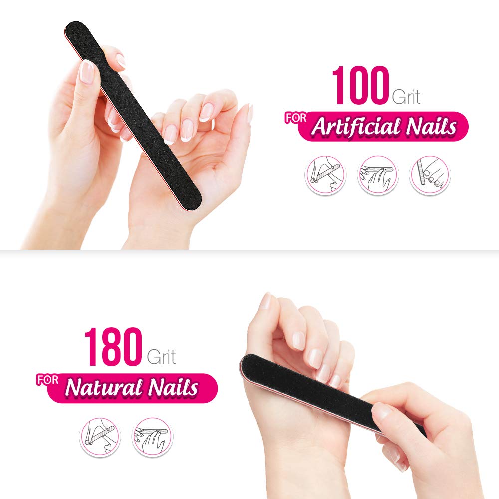Nail Files And Buffers, Teenitor 100/180 Grit Emery Board Double Sided Professional Manicure Tool Buffer And Shine Block Kit Nail Care Products 10pcs/Pack : Beauty