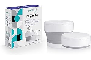 PurePail Go Portable Diaper Pail — White — Superior Odor Control with No Added Fragrance — Collapses for On-The-Go — Compact & Space-Saving