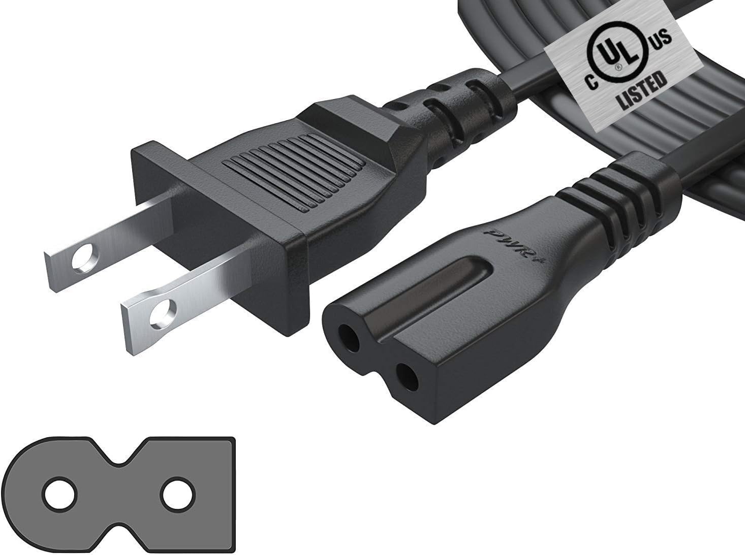 Photo 1 of 12Ft 2 Prong Polarized-Power-Cord for Vizio-LED-TV Smart HDTV, Bose Companion Speaker, Cable Box Router Arris, Sharp Sanyo Insignia Sound Bar, Singer Brother Baby-Lock Viking Pfaff Sewing Machine