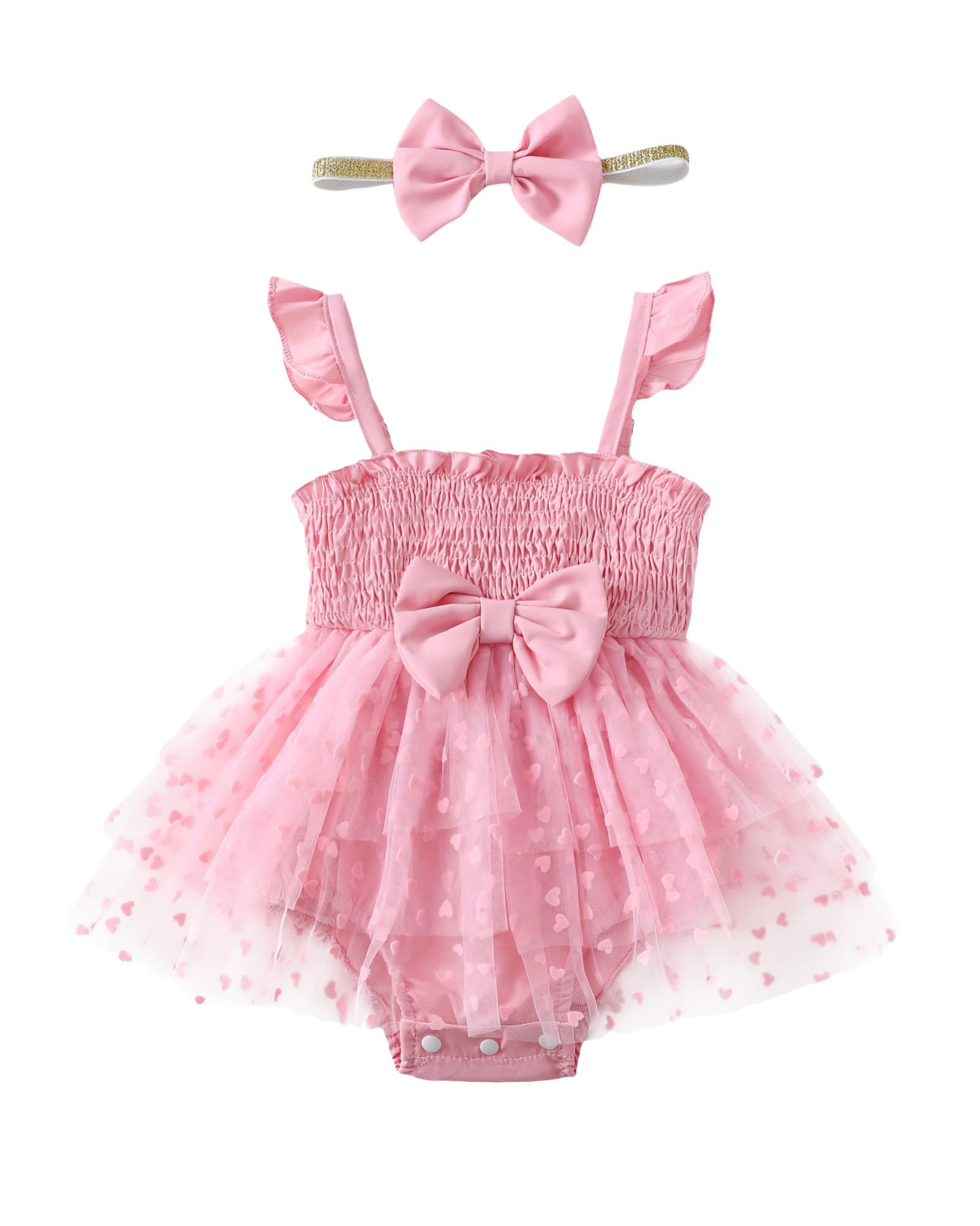 Photo 1 of Newborn Girl Clothes 0-3 Month Tulle Dress Pink Outfits Summer Romper Ruffle Sleeveless Infant Bodysuit One Piece Jumpsuit Spring Baby Clothing