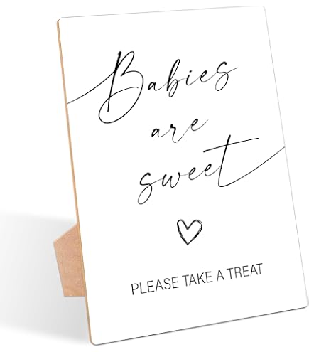Targhetta Da Tavolo In Legno Per Baby Shower: Cartello 'Food Please Enjoy' Con Supporto - Decorazione Moderna
