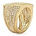 Hip Hop 14k Gold Plated Micropave CZ 16.5mm Domed Block Top Bling Ring, Size 9