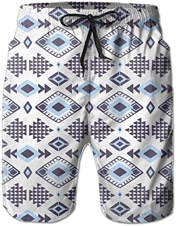 SSUMMINGG Mens Decorative Diamonds Geometric Shapes Summer Quick-drying Swim Trunks Beach Shorts Board Shorts X-Large