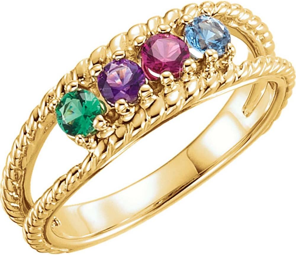 Family Mothers Ring 2 to 8 Birthstones 10k White or Yellow or Rose Gold