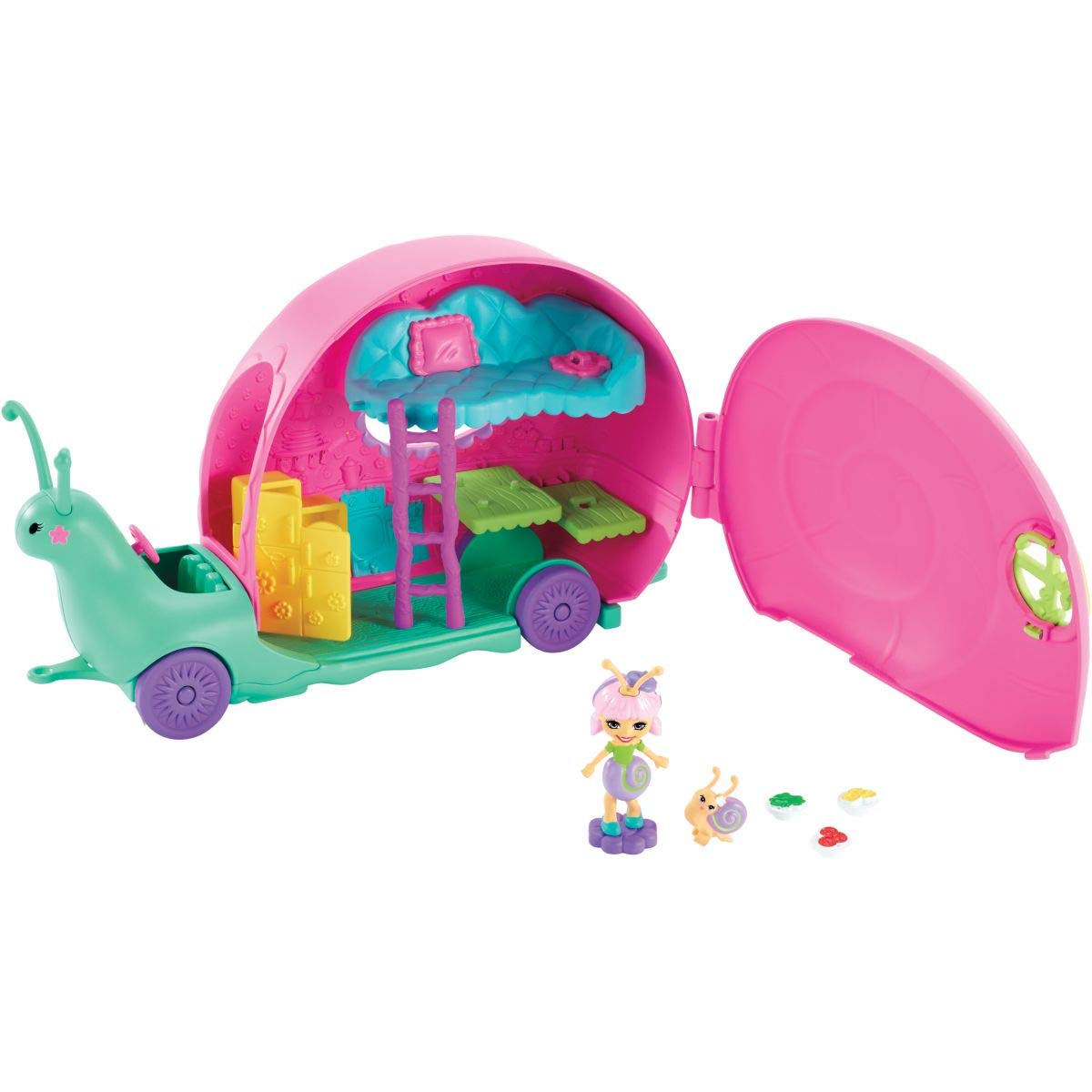 Enchantimals Slow-Mo Camper Vehicle Playset with SAXON Snail Doll