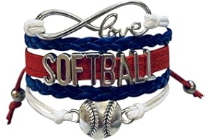 INFINITY COLLECTION Softball Infinity Charm Bracelet- Softball Jewelry - Adjustable Bracelet for Softball Player, Team and Coaches Gifts