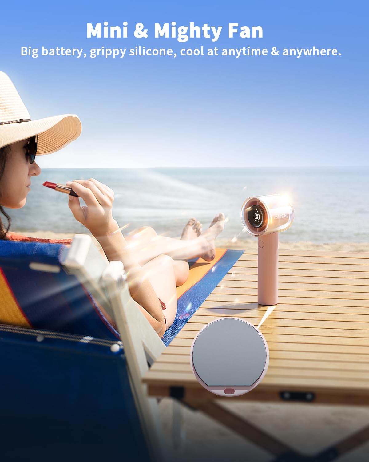 coldSky Handheld Portable Turbo Fan, Speed (1-100) Adjustable USB Rechargeable Powerful Mini Fan With Digital Display, 3000mah Battery Operated Small Fan For Outdoor, Travel, Office