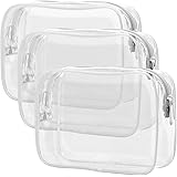Clear Toiletry Bag, Packism 3 Pack TSA Approved Toiletry Bag Quart Size Bag, Travel Makeup Cosmetic Bag for Women Men, Carry