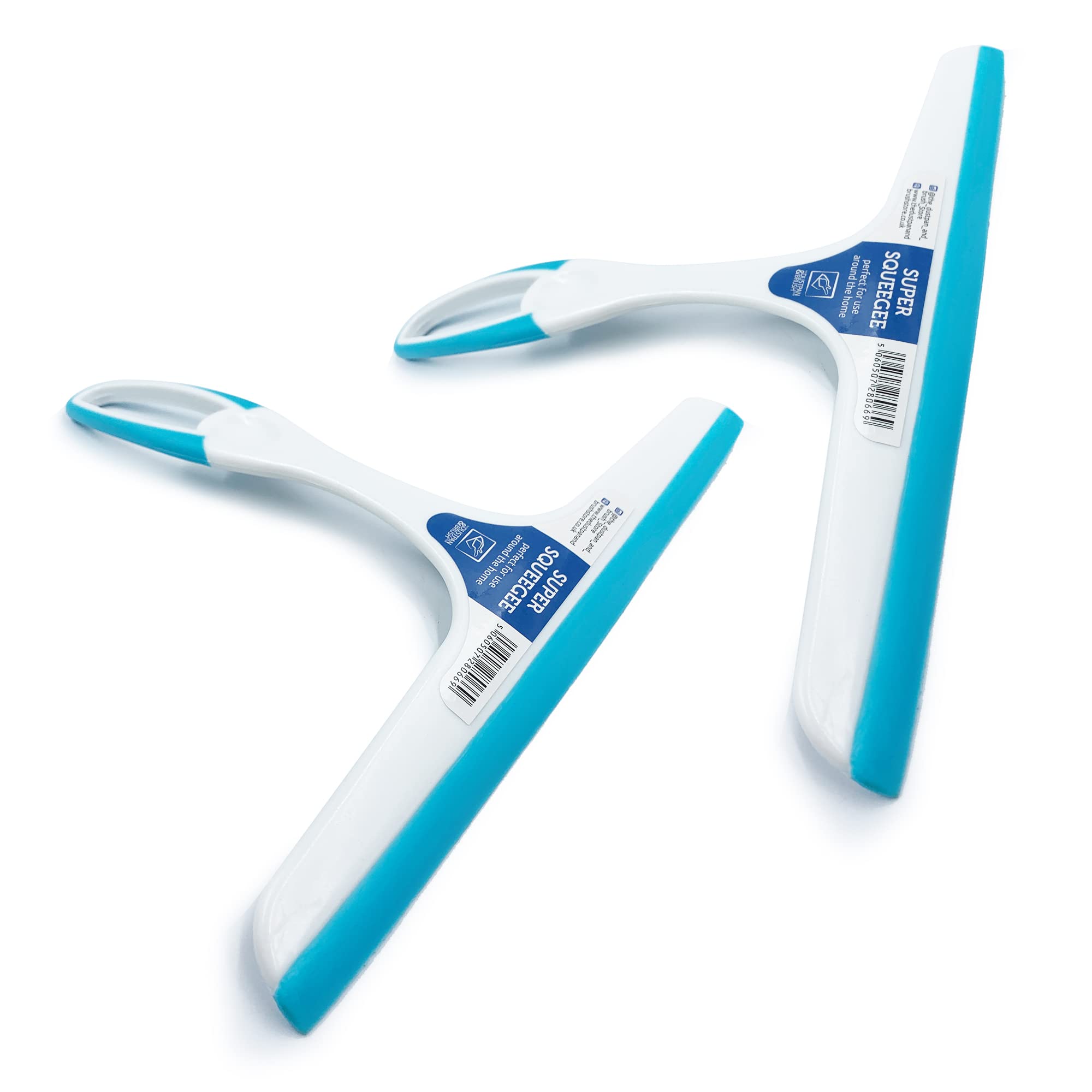 Pack of 2 Window Squeegee Glass Cleaning Wiper – Multipurpose Glass Squeegee Window Cleaner for Cars, Bathroom and Shower Squeegee with Plastic Body, Rubber Blade, and Easy Grip Handle