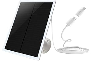 CYQAPC 5V 6W Solar Panel Charger for Security Camera,USB Solar Panel for Security Camera,Micro USB & USB-C Port Solar Panel,5V Solar Charger 10FT Cable for Camera with 360° Camera Mount