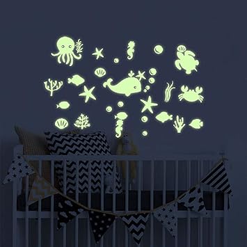 Glow In The Dark Under The Sea Fish Wall Stickers Ocean Decal Decorations Peel And Wall Decals For Kids