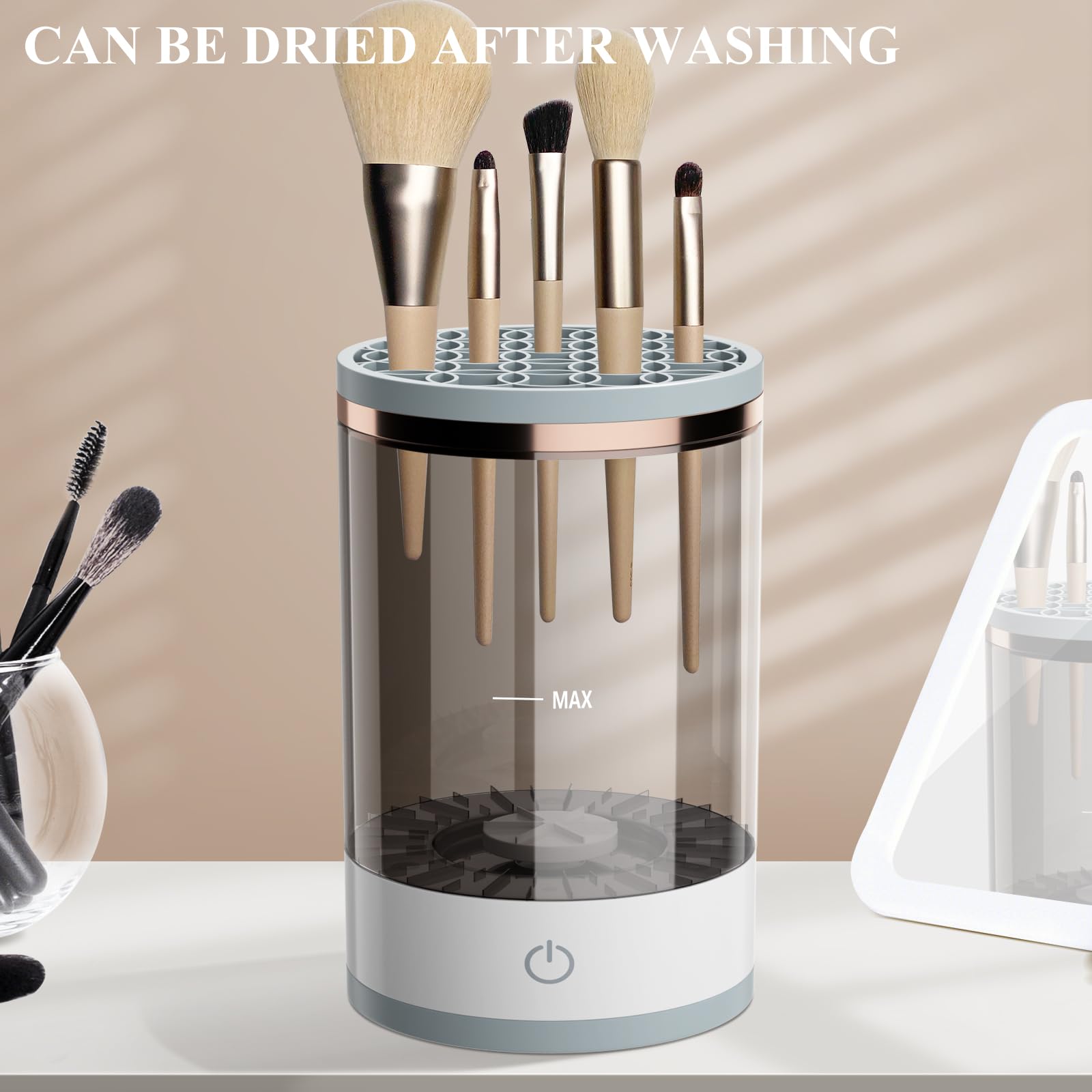 Electric Makeup Brush Cleaner, Cosmetic Brush Cleaner, Upgraded Electric Makeup Brush Cleaner with Brush Clean Mat, Automatic Spinning Makeup Brush Cleaner for All Size Makeup Brush