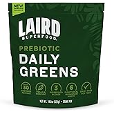 Laird Superfood Prebiotic Daily Greens Powder &ndash; Essential Vitamins &amp; Minerals - Prebiotic Fiber, Adaptogen and Fruits &amp; Vegetables &ndash; Supports Gut Health &ndash; Non-GMO, Vegan - 14.8 oz Bag, Pack of 1