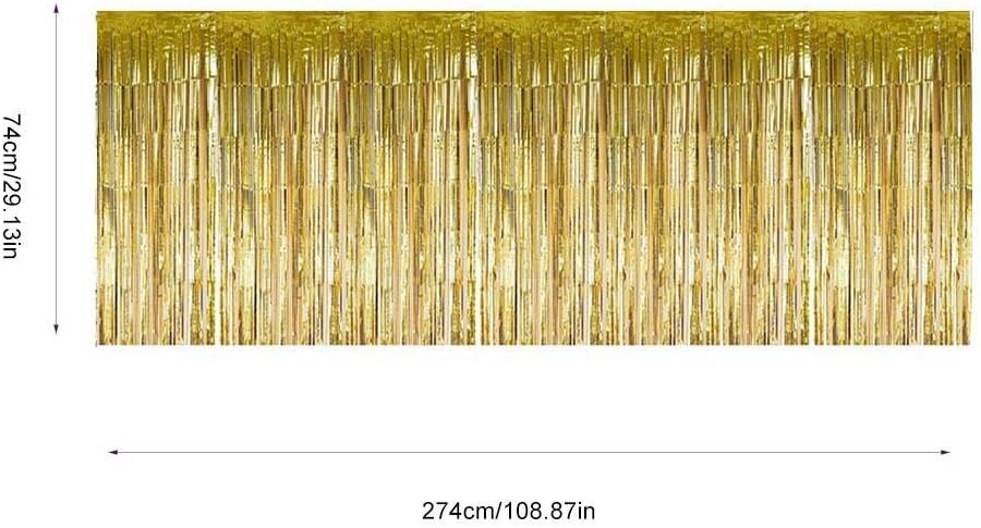 Wifehelper Table skirt with fringe, suitable for round table rectangular, gold, silver, purple (gold), 107.9 x 29.1 inch (Rectangular) - Image 3