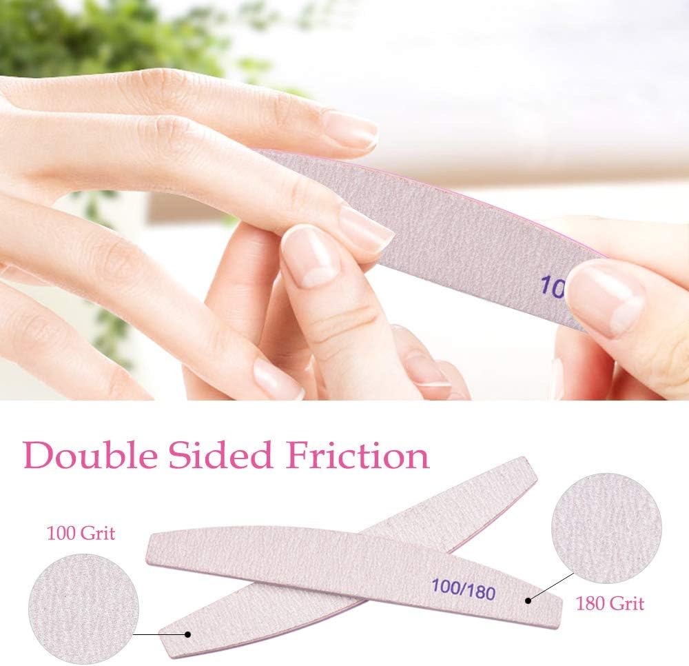 12 Pcs Nail Files and Buffers Set,4 Shapes Professional Nail Files Block 100 180 Grit Double Sided Emery Board Manicure Set for Trimming Grinding Polishing Shining Manicure Tools - Image 3