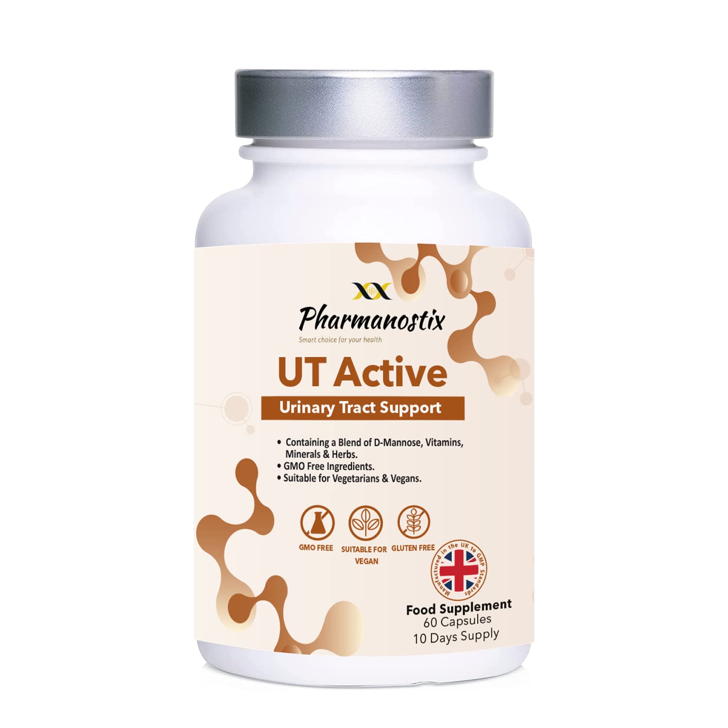 UT Active Urinary Tract Support 60 Capsules - Advanced Blend of D-Mannose & Selected Nutrients to Support Systemic Urinary Health