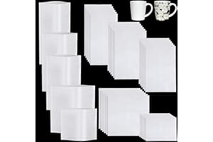 Zonon 50 Pcs Sublimation Heat Shrink Sublimation Shrink Wraps Film Blanks Wrap Sleeves White Wrap Bags Tube, 5 Different Sizes, 9 x 14 Inch, 8 x 8 Inch, 7 x 11 Inch, 5 x 10 Inch, 4 x 3 Inch