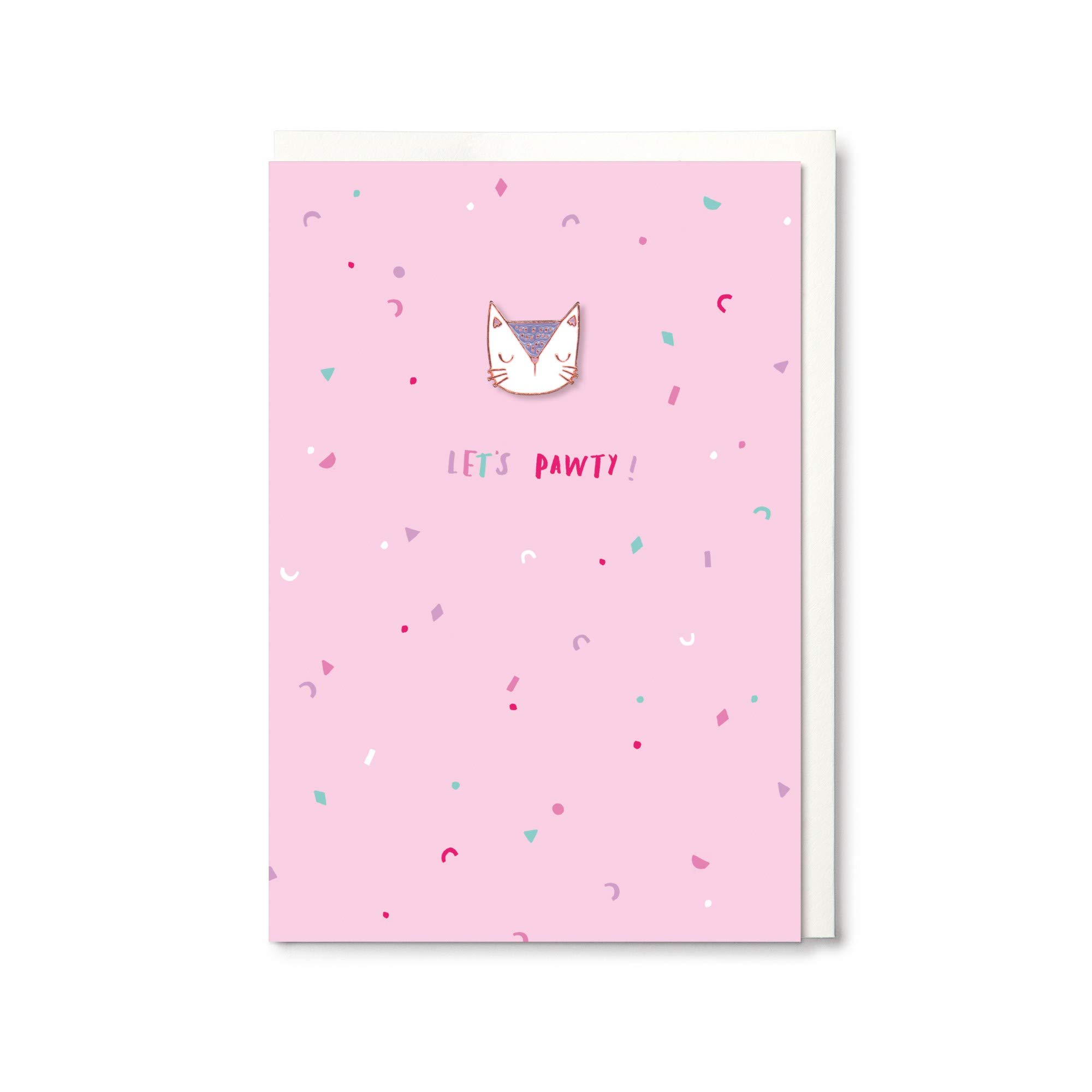 Hotchpotch Let's Pawty Card with Enamel Cat Pin