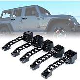 5PCS Black Exterior Aluminum Door Handle Sets Compatible with 07-18 Jeep JK | Black Oxide Coating, Spring-Loaded Button, Scratch-Resistant, Easy Bolt-On Installation