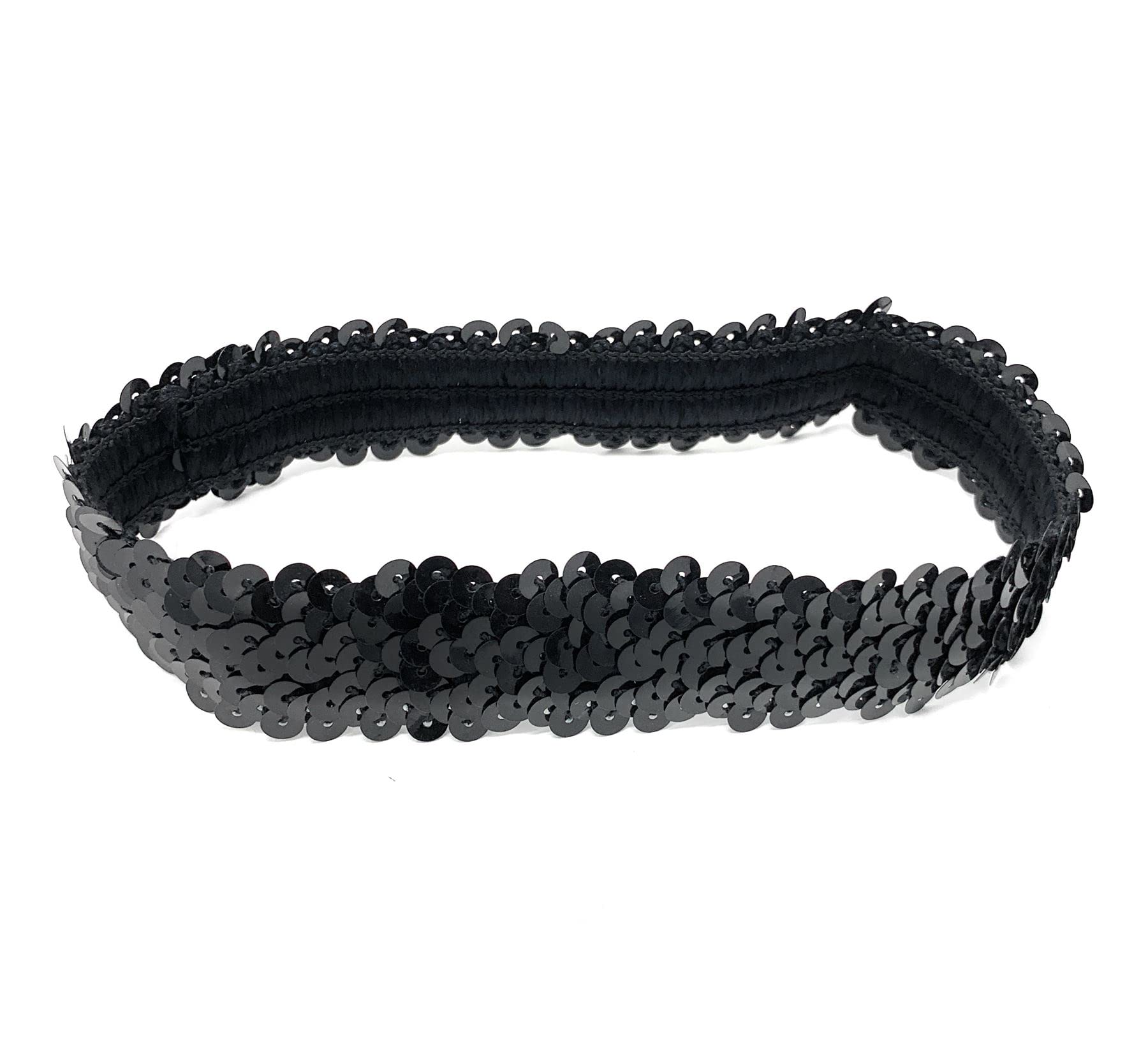 Black Womens Sequin Polyester Fancy Dress Headband 38 x 3cm — image 1