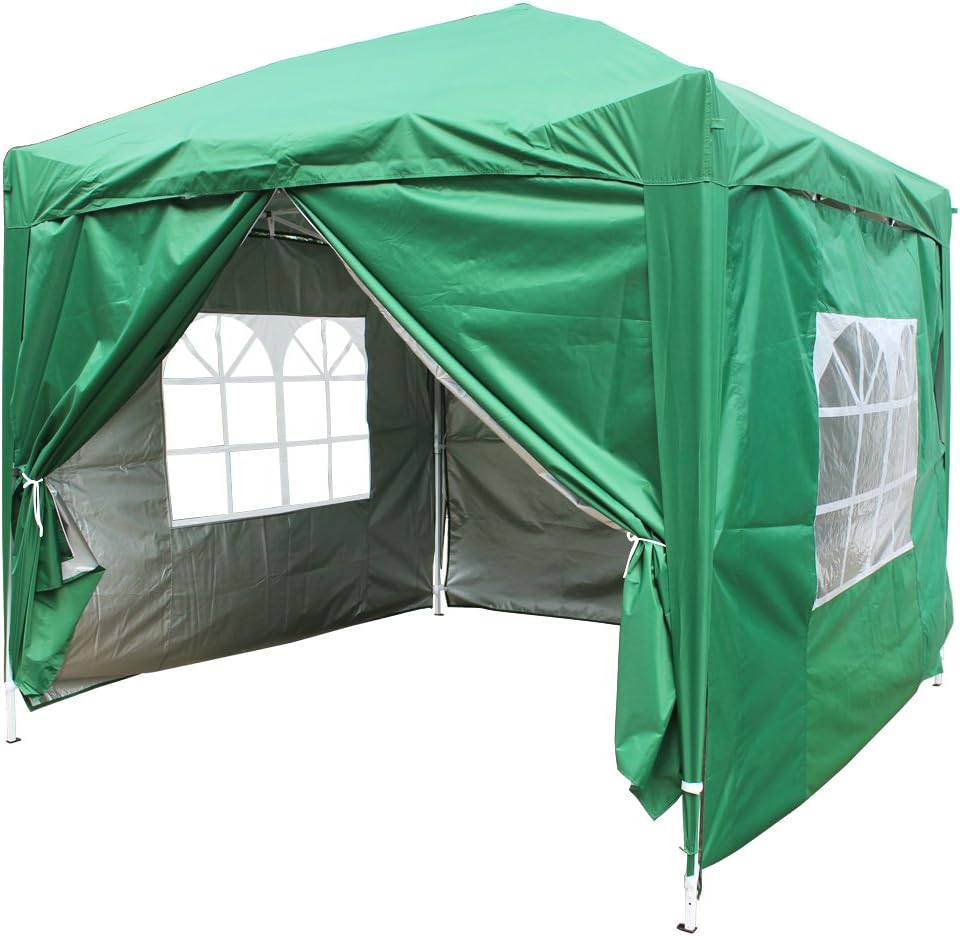 Greenbay Green Pop-up Gazebo Marquee Canopy with 4 Side Panels and Carrybag - 2m x 2m
