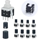 30Pcs Micro Latching Push Button Switch 5.8mm 0.23" DPDT 6Pin 2-Ways On Off Switch Self-Lock Mini Power Button with Cap 30VDC 0.5Amp