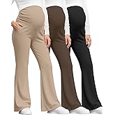 Sweetyweee 3 Pack Women's Maternity Pants Over The Belly Pregnancy Pants Comfy Bootcut Pregnant Sweatpants with Pockets