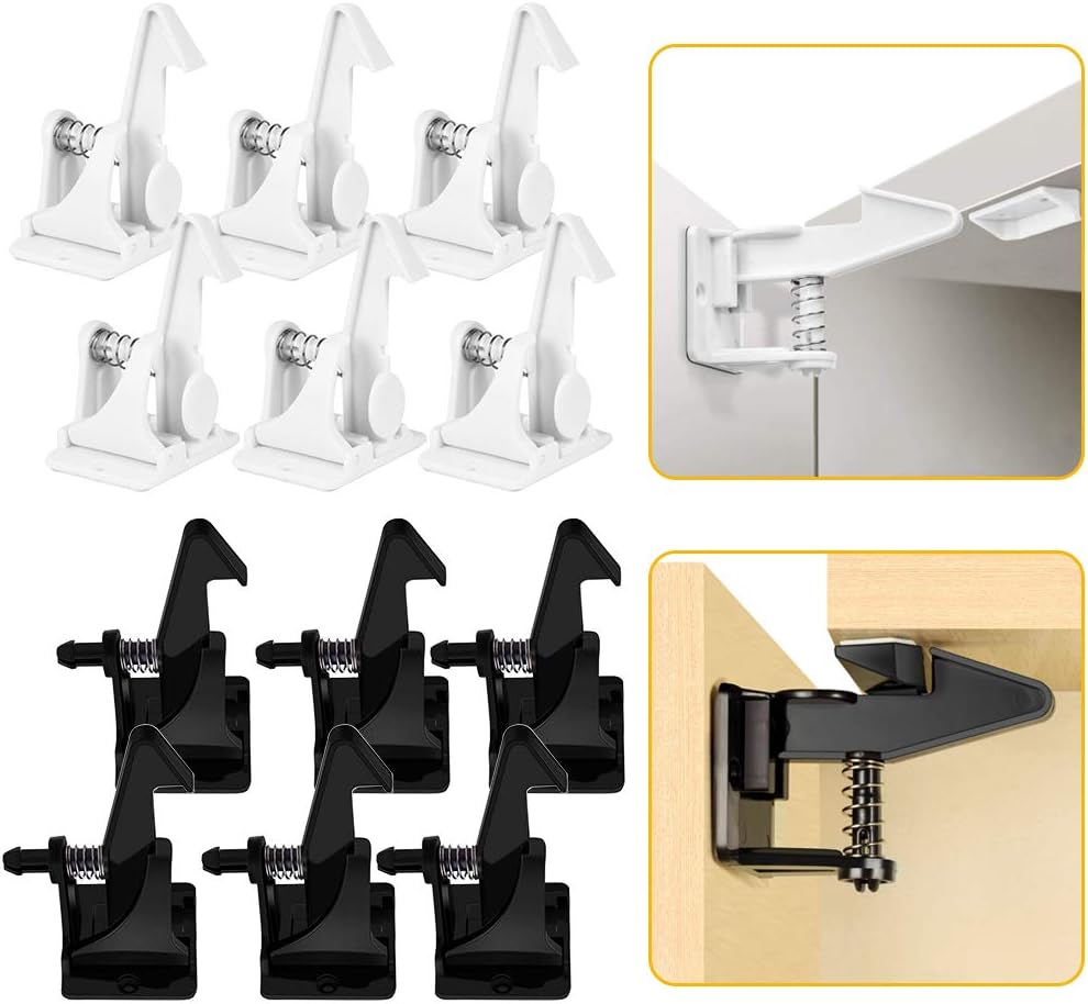 12 Pack Child Safety Cupboard Locks, ALBOYI Baby Proof Safety Invisible Drawer Latches with Strong Adhesive
