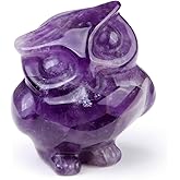 MANIFO Amethyst Crystal Owl Figurine Ornament Gifts, Hand Carved Gemstone Owl Statue Art Collectible Home Decor, Healing Crystals Owls Gift for Men Women Birthday Christmas