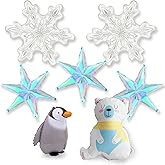 Winter Snowflake Balloon Decorations Large Transparent Snowflakes,Ice Snow Walking Penguins, Polar Bear Foil Balloons Iridescent Hexagonal Stars For Frozen Party, Baby Shower, Christmas Decorations