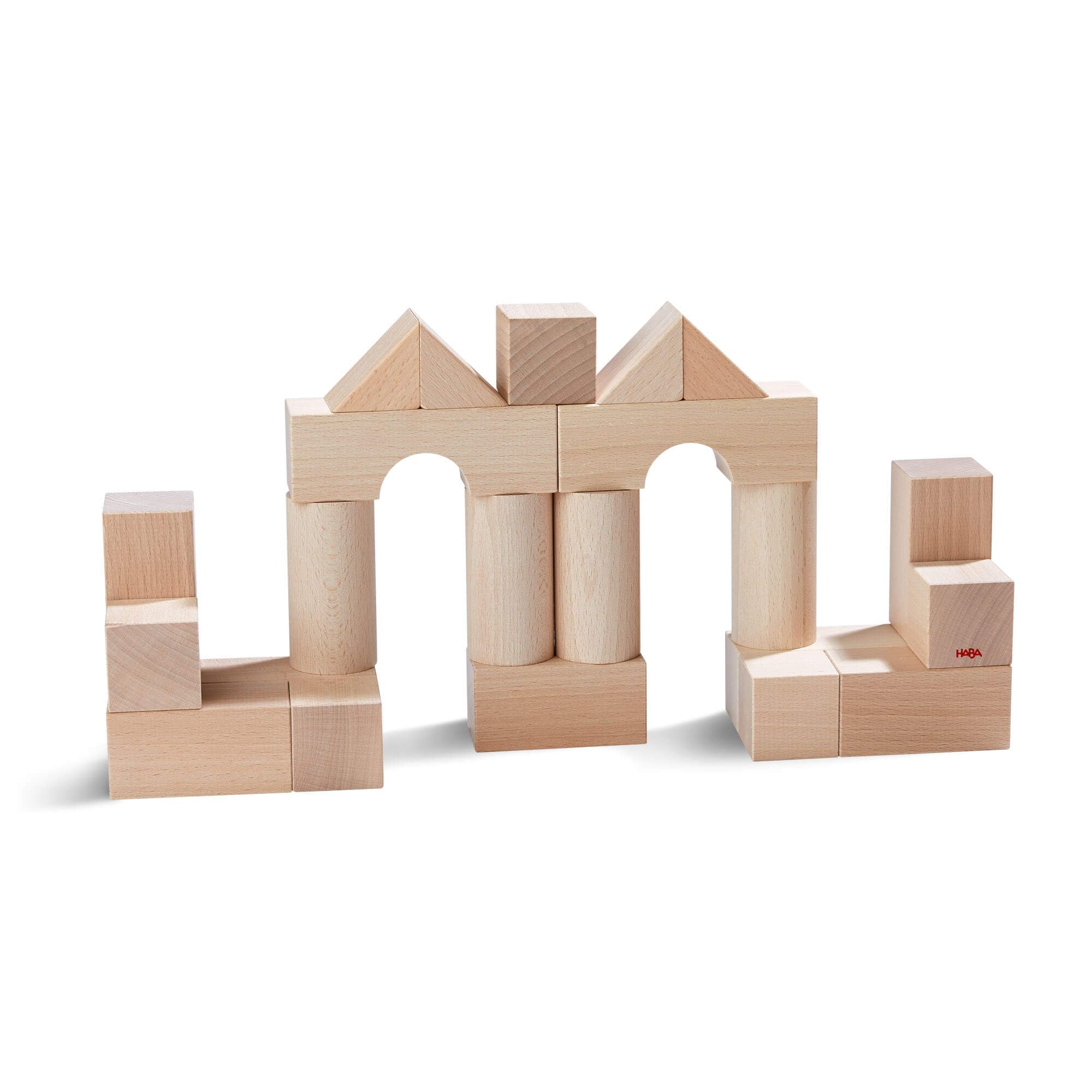 HABA 1071 Starter set- Basic Building Blocks -26 Wooden Pieces, for Ages 1 and Up (Made in Germany)