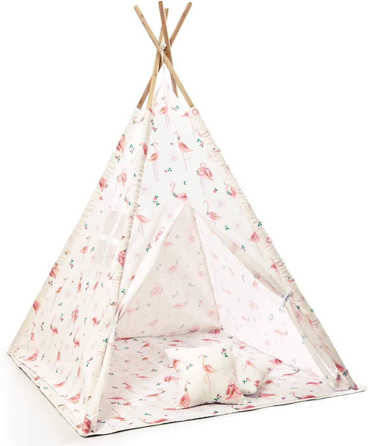 Skojig Teepee Tent For Kids With Floor & Pillows - 160x120x120 Indoor & Outdoor Playhouse For Girls & Boys | Foldable Childrens Play Tent With Carry Case