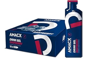 Amacx Energy Gel with Electrolytes for Intensive Training – 12 x 60ml – Vegan Carb Gel, Gluten Free Sports Nutrition – Running Gels for Marathon, Cycling & Endurance Training – Raspberry