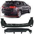 FitParts Compatible with Rear Bumper Covers Kit 2011-2022 Jeep Grand Cherokee Type 2 Single Exh W/O Tow Hook and Park Sensor Holes CH1100952 CH1195101, 1VQ65TZZAA 68111467AA