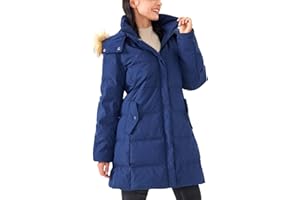 PUREPEAR Women's Long Thicken Puffer Jacket Warm Coat with Faux Fur Removable Hood