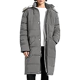 Gihuo Mens Extra Long Winter Jackets Fleece Lined Thick Warm Puffer Coat Water Resistant Parka Multiple Pockets