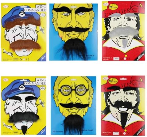 (Price/6 PCS)Oparty Eyebrow Mustache Beard, Mixed 6 Styles, Party Favors