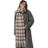 Women Long Plaid Chunky Scarf Oversized Big Thick Soft Blanket Scarf Cold Weather Winter Warm Wrap Shawl Ladies Gifts
