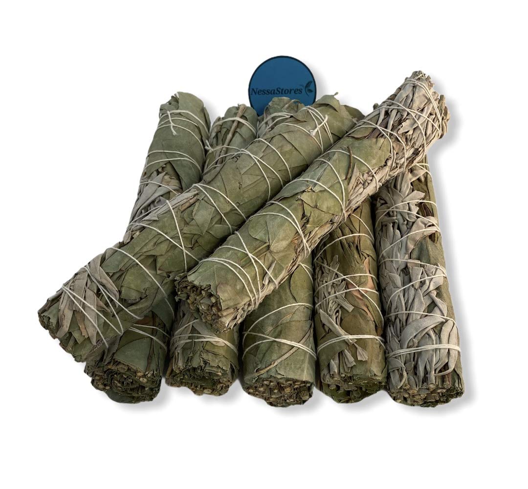 NESSASTORES - White Sage + Eucalyptus Smudge Incense 9" Bundle #JC-192 (1 pcs)