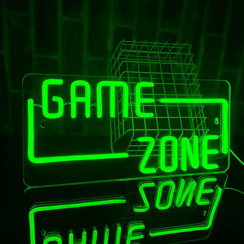 PILOYINDE GAME ZONE Personalized Neon Sign Game Room decorate USB Custom Neon Sign Wall Decor Game Elements Led Signs Neon Lights For Bedroom Party Neon Wall Light (16.7 x 7.8 in）