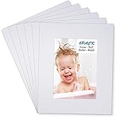 Egofine 8x10 White Picture Mats Pack of 6, Frame Mattes for 5x7 Pictures, Acid Free, 1.2mm Thickness, with Core Bevel Cut
