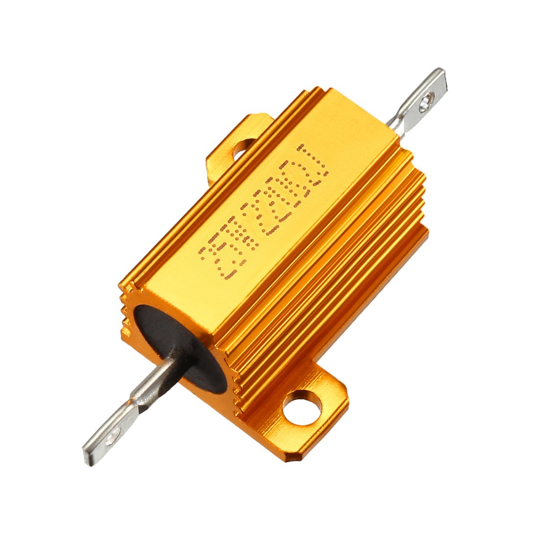 sourcingmap 25W 220 Ohm 5% Aluminum Housing Resistor Screw Tap Chassis Mounted Aluminum Case Wirewound Resistor Load Resistors Gold Tone 1 pcs