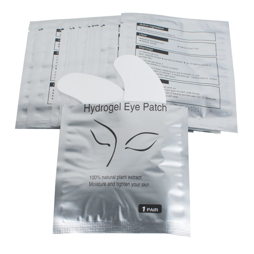 Pevor Lint Free Lash Extension Eye Gel Patches, Under Eye Pads for Eyelash Extension Eye Mask, 100 Pairs (Silver fox pear)